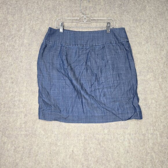 Ann Taylor Womens Blue Chambray Skirt Mid-Rise Size 8 Casual Lightweight Cotton - Picture 2 of 9